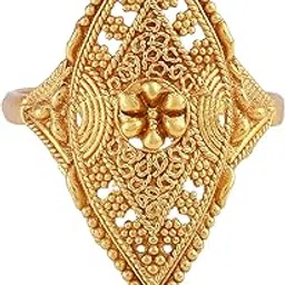 dulci Brass Gold Plated Filigree Floral Oval Pattern Long Armour Ring Fashion Jewellery For Women & Girls-picture-55