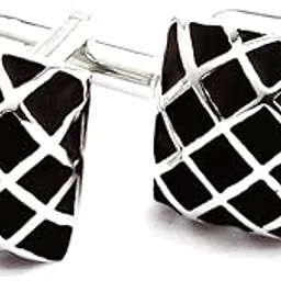 Enamel Black and SIlver Cufflinks for Men-image-1