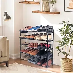 Benesta Sturdy Metal Shoe Rack | Holds Up to 15 Pairs | 4-Tier Storage Organizer | Space-Saving & Multi-Purpose | Sleek Black Finish | 1 Year Warranty-picture-12