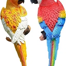 CALANDIS 2Pcs Parrot Figurines Wall Tree Decoration Resin for Lawn Landscape Backyard Yellow Red | Plant Care, Soil & Accessories | Garden D?©cor-picture-11