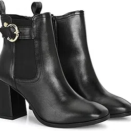 delize Womens Black Ankle High Heel Boots 67830-picture-12