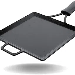 Trilonium Triple Seasoned Iron Multi Purpose Square Griddle Tawa 26x26 cms-picture-30