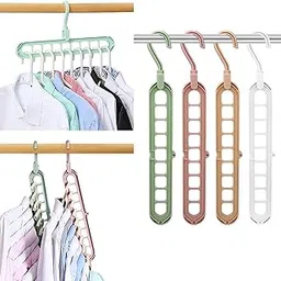 Hopopro Space Saving Cascading Clothes Hangers, 4 Pack, Polypropylene, Heavy Duty,Multifunctional Closet Organizers with 9 Holes for Heavy Clothes College Dorm Essential, (Multicolor)-picture-32