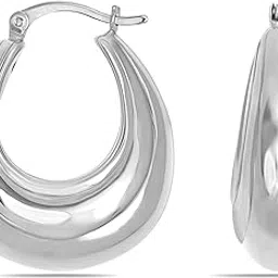 lecalla 925 Sterling Silver BIS Hallmarked Chunky Hoop Earrings | Filigree Click-Top Light-Weight Hoop Earrings for Women and Girls-picture-34