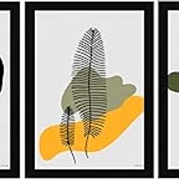 FRIZZY ARTS Set of 3 Framed Wall Paintings 10x13 Inch Each | Boho Abstract Tropical Leaf Wall Art for Living Room, Bedroom,Dining & Office Home Décor | Stylish Gift Set, Design 4-picture-24