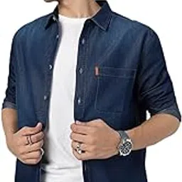 urbano fashion Men's Full Sleeve Regular Fit Casual Denim Shirt-picture-36