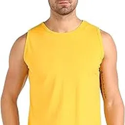 adorbs Men's Dryfit Active Performance Solid Round Neck Sleeveless Polyester T-Shirt-picture-42