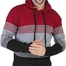 Men's Regular Fit Loopknit Hooded Neck Multi Striped Sweatshirt & Sweater for Winter-picture-28