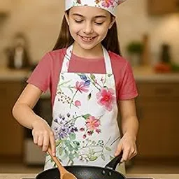 Oasis Home Collection Cotton Printed Unisex Kids Apron & Chef Cap - Pack of 1 (Combo 7)-picture-14