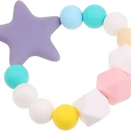 1pc Baby Silicone Teething Chewable Bracelet Toy Teething Beads Chain Purple|1pc Toddler Silicone Teething Toy|Pacifier Clips & Cases| Feeding |Baby-picture-20