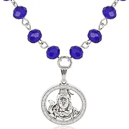 czardonic Shiv Silver Religious Pearl Stainless Steel Neckpiece Stylish Necklace for All Men & Women | Purple-picture-13