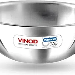 Vinod Platinum Triply Stainless Steel Extra Deep Tasla -1.2 Litre, 18 cm | 2.5 mm Thick | Steel Kadai |5 Year Warranty | Induction & Gas Friendly, Heavy Bottom - Silver image 1