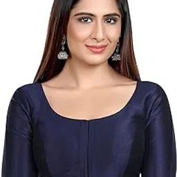 neckbook Women's Kora Silk Round Neck Half Sleeves Princess Cut Padded Readymade Saree Blouse-picture-28