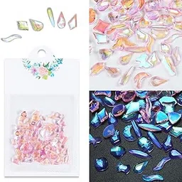 S.A.V.I 100 Pcs 3D Nail Manicure, Light Color Change Mixed Shapes Nail Art Crystals, Flatback Resin Nail Decals, Women Fashion Nail Accessories DIY-picture-25