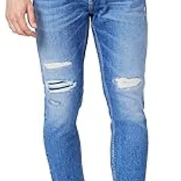 spykar Men Mid Blue Cotton Slim Fit Tapered Length Mild Distressed Mid Rise Jeans (Kano)-picture-11