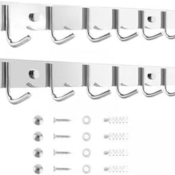 2x2 Pieces Wall Mounted 6 Hooks for Hanging Stainless Steel for Homes Bedrooms-picture-17