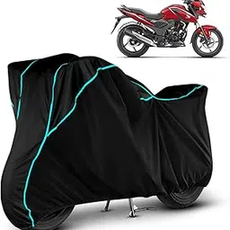 VOICO Water Resistant Bike Cover Dustproof UV Protection Bike Body Cover for Honda SP160 All-Weather Protection with Aqua Blue Piping - (Black)-picture-43