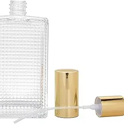 Hunky Dory 50ml Empty Refillable Glass Bottle with Easy Refill Spray Pump and Cap for For DIY Perfume, Essential Oils, Blends, Rose Water (Pack of 1) (Gold)-image-16