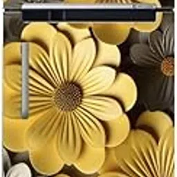 DesignDecor Yellow Flower Fridge Wallpaper Double Door I Refrigerator Sticker Double Door I Fridge Stickers Double Door Full I Freeze Sticker I Refrigerator Wallpaper I Double Door Fridge Sticker-picture-52