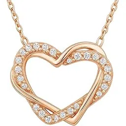 nilu's collection Rose Gold Heart Necklace with Crystals – Elegant Pendant for Girls – Ideal Gift for Valentine’s/Birthday/Dates-picture-29