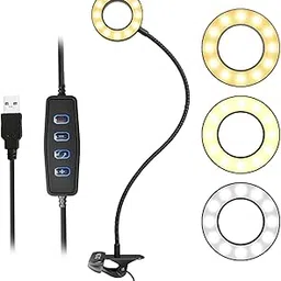 Movo VGC-1 Flexible Selfie Ring Light, 3 Lighting Modes, 10 Brightness Settings, Adjustable Neck, USB Connection - Perfect for Live-Streaming, Makeup Tutorials, Vlogging, Tiktok Filming and More-image-15