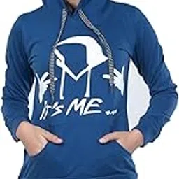 styleaone Printed Cotton Women Hooded Full Sleeve Blue, White T-Shirts-picture-52