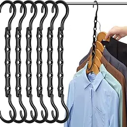 AMKUFO 6 Pack Space Saving Black Plastic Hangers, Magic Hangers for Closet Organization, Ideal for Small Closets, Apartments, Dorms-picture-64