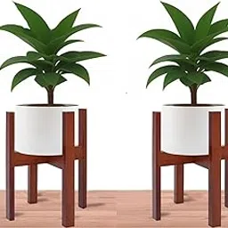 Dime Store Wooden Plant Stand Patio Indoor & Outdoor -Plant Holder Pot Stand Planter Pots Stand for Plants and Flowers - Multipurpose Planter Holders for Living Room Balcony Office (Set of 2, Brown)-image-48