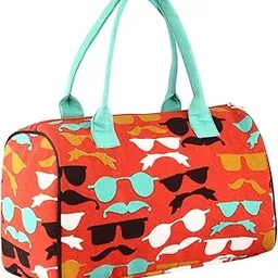 sontronix � Eco-Friendly Handmade Signature Graphic Design in Multi Color Printed Indian Pure Cotton Large Duffel Bag/Purse (Orange + Green)-picture-26