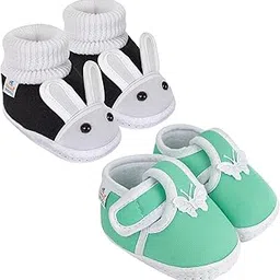 neska moda Pack of 2 Unisex Baby Booties For 6 To 12 Months (Maroon,Orange)-picture-42