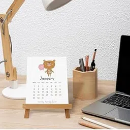 Desk calender 2024-2025 l Cute animal Desk Calendar l 300 gsm l Planning, Tracking & Scheduling l wooden easel included-picture-41