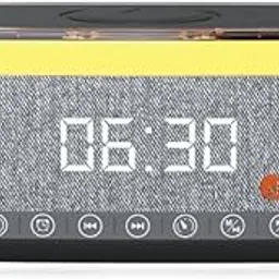 JUST CORSECA Sushi Elegant Bluetooth Speaker Alarm Clock with Wireless Charger | 20W Output | White Noise | FM, USB, AUX, TWS | Snooze Timer (Black)-picture-22