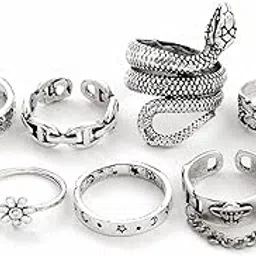 shining diva fashion Latest Stylish Metal Boho Midi Finger Rings for Women and Girls - Silver-picture-18