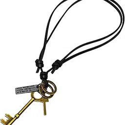 GOLDEN KEY OF FAITH – 2.5-Inch Pure Stainless Steel Pendant with Adjustable Leather Rope for Men & Boys-image-93