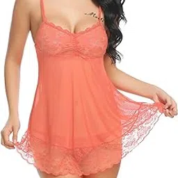 xs and os Women's Polyester Spandex & Lace Floral Above knee Baby Doll-picture-10