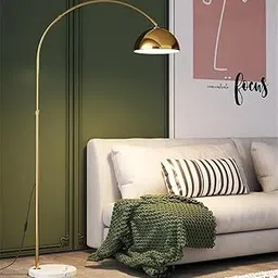 Glowave® Modern Golden Arched Floor Lamp with Marble Base Metal Lampshade Reading Floor Light Bedroom Indoor Living Room Decoration Home Standing Lamp- Warm White (Contemporary)-picture-31