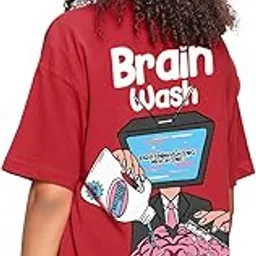 bewakoof Women's 100% Cotton Graphic Print Oversized Fit Round Neck T-Shirt-picture-25