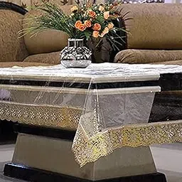 Kuber Industries Exclusive Table Cloth|PVC Center Table cover|Table Sheet For dining, Party, Events|Waterproof Protector|Indoor And Outdoor Use "60x40" (Gold Lace)-picture-10
