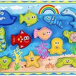 Maestro Toys - Magnetic Wooden Fishing Board with Base Image Lacing Toy Magnetic Fishing 3D Puzzle Game Chunky Lacing and Magnetic Fishing(8+ Months)-picture-51