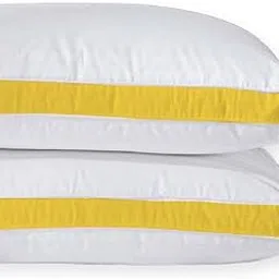 Linenovation Ultra Soft Pillow - Set of 2 - - 20 Inch X 36 Inch- White/Lemon-picture-13