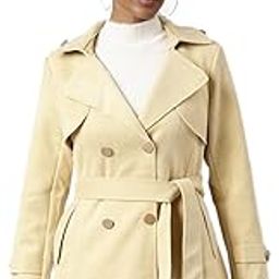 showoffff Women's Long Sleeves Solid Longline Lapel Collar Peach Trench Coat-9931_Peach-picture-39