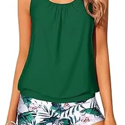 yonique Blouson Tankini Swimsuits for Women 2 Piece Bathing Suits Tops with Boyshorts Modest Loose Fit Swimwear-picture-41