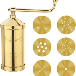 PARVLUXE Premium Brass Sev Maker | Traditional Kitchen Press with 6 Interchangeable Jali Plates | Heavy-Duty Brass Snack Maker for Chakli, Murukku, Sev, Gathiya & Noodles | Handcrafted in India-picture-25
