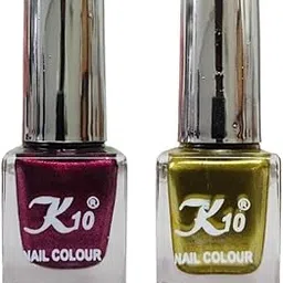 K10 Nail Polish| Metallic Finish Nail Paint|Quick Drying| Non UV Polish - Gel Finish |Chip Resistant Long-Lasting Multicolor Nail paint for Women and Girls | Lemon And Maroon| Set of 2| (12ml each)-image-31