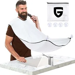Beard Bib Apron, Stocking Stuffers Christmas Gifts for Men, Beard Hair Catcher for Shaving, Waterproof Non-Stick Beard Cape with 4 Suction Cups, One Size Fits All, Grooming Accessories(White)-picture-15