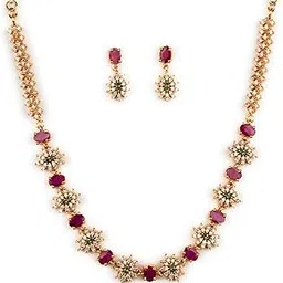 sasitrends Micro Gold Plated Multi Color American Diamond Stone Studded Jewellery Sets-picture-15