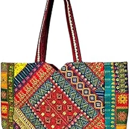 sutliyan Rajasthani Handmade Double Sided Embroidery Large Tote Bag for Women (14 * 20 Inch)-picture-15