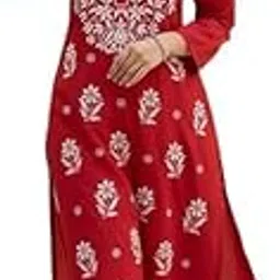 Women's Cotton Embroidered Lucknowi Chikankari Kurti | Casual Office Wear | Full Sleeves | Round Neck-picture-11