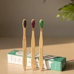Earthful Goodness Bamboo Toothbrush (3 Brushes Pack, Adult) – 100% Biodegradable Handle | Charcoal-Infused Soft Bristles | Eco-Friendly, BPA-Free, Plastic-Free Oral Care.-picture-30