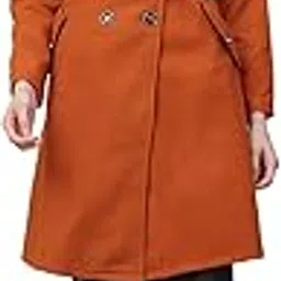 poshbery Orange Double Breasted Coat with Button and Belt Detail-picture-42